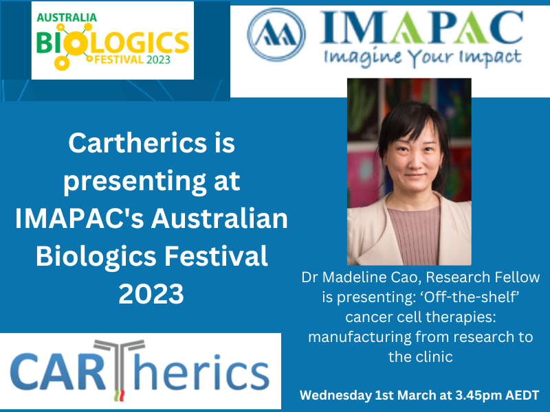Cartherics to present at Australia Biologics 2023