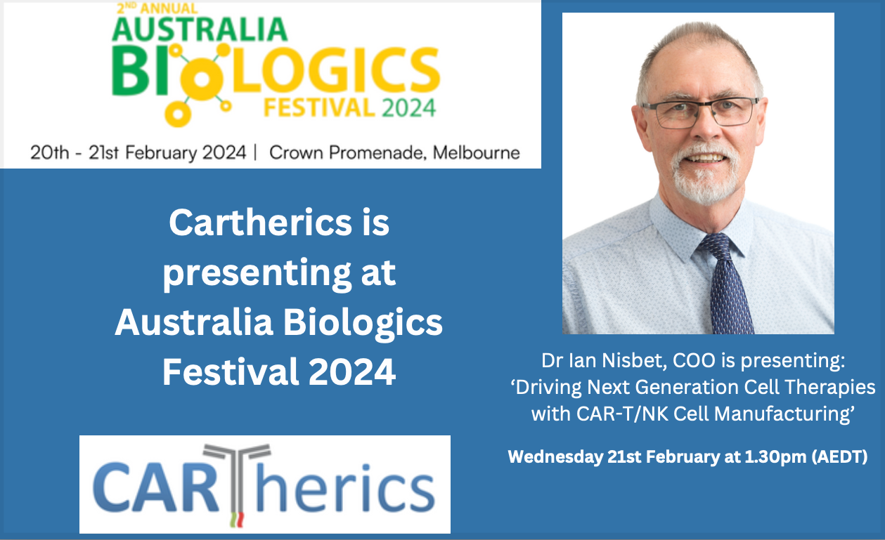 Cartherics to present at Australia Biologics Festival 2024 Cartherics