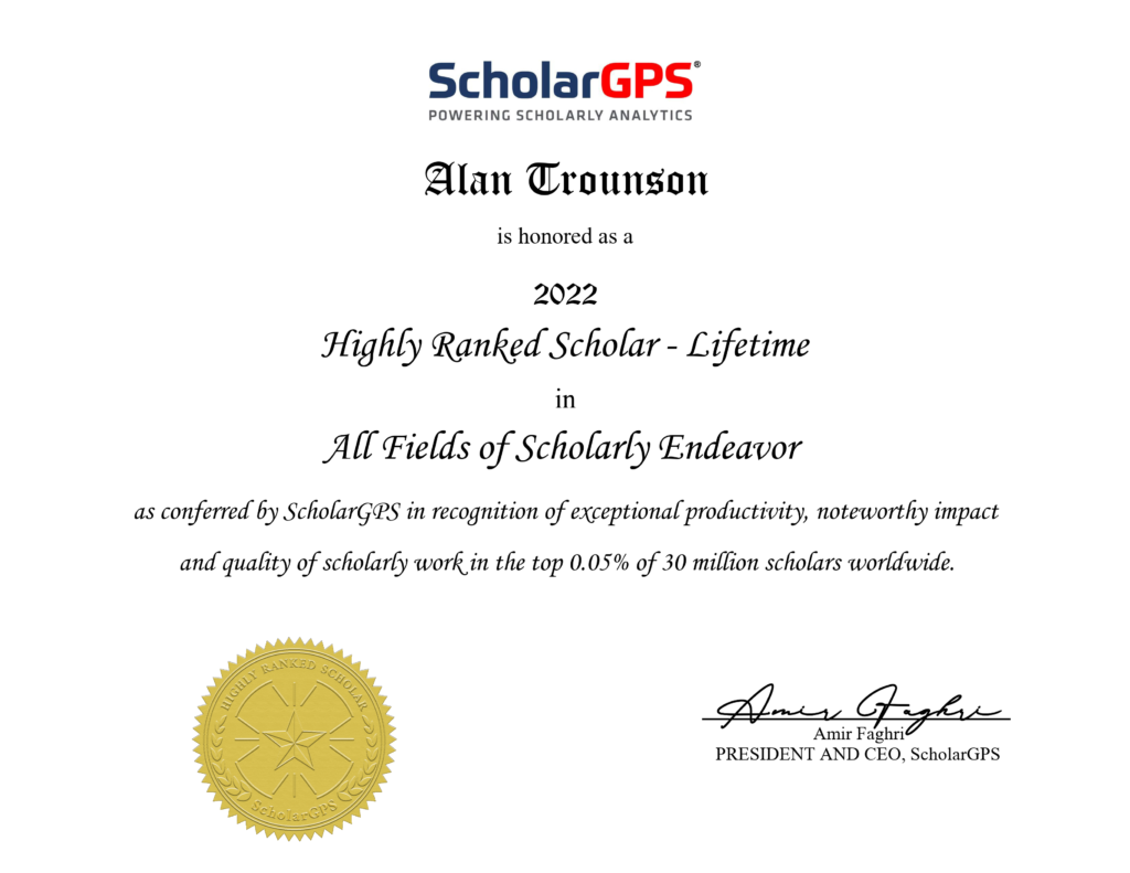 Cartherics’ CEO named ScholarGPS highly ranked scholar for outstanding scholarly contributions