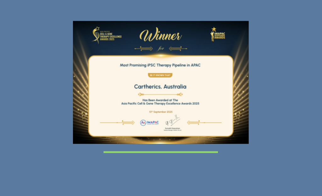 Cartherics Wins ‘Most Promising iPSC Therapy Pipeline in APAC’ at Asia Pacific Cell & Gene Therapy Excellence Awards